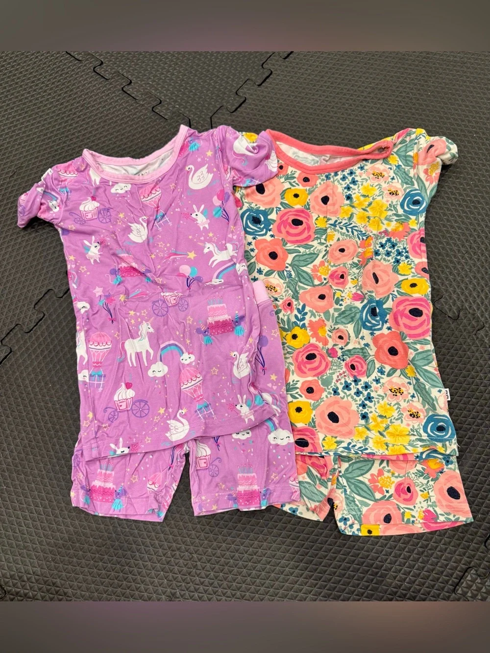 Little Sleepies Purple Unicorn & Multi Floral Short Pajama Set